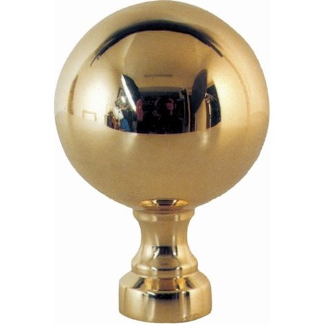 Deco Fer Forge – Boule de finition en laiton vernie – Hauteur 88mm, diamètre 60mm, base 35mm – À visser pour ferronnerie (1/2)