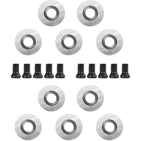 Lot de 10 inserts ronds en carbure pour lame tournante, coupe-inserts en carbure CNC pour outils de tournage du bois avec vis M4, inserts en carbure (12 mm) (1/5)