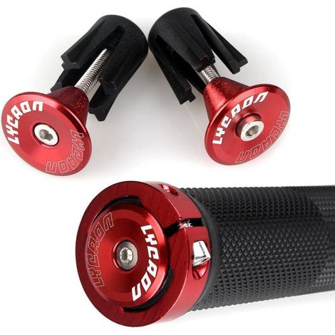 LYCAON Bike Lenker Griffe rutschfeste Gummi mit Aluminium Lock Rot (1/5)