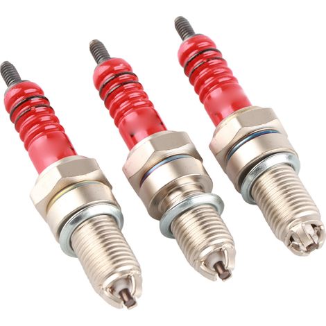 Trois bougies d'allumage D8TC à trois électrodes, adaptées aux motos, scooters, VTT et quads CG 125, 150, 200cc, CF250. (1/5)