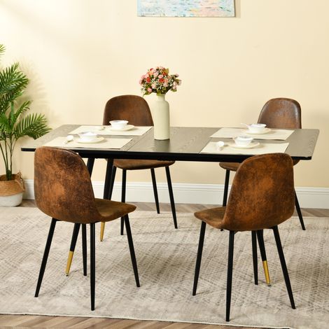 URBAN MEUBLE Ensemble table extensible noir effet bois 120-160cm et 4 chaises style scandinave retro (1/5)