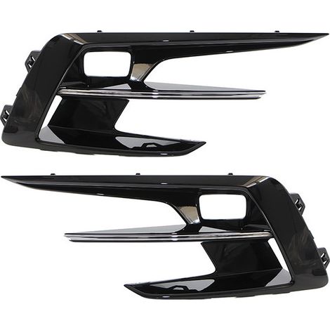 Grilles de pare-choc avant avec trous AB noires brillantes et chromées kit Renault Megane 4 phase 2 2020-2021