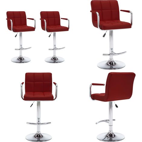 Tabourets de bar lot de 2 rouge bordeaux similicuir - Tabouret De Bar - Tabouret De Comptoir - Chaise Haute - Meuble Bar - Mobilier Design - Home & Living (1/5)