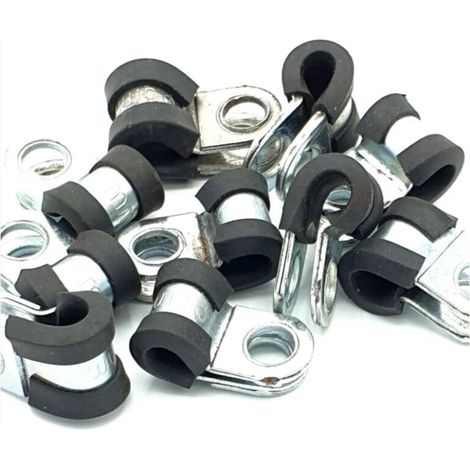 10 Stück x 8 mm gummibeschichtete P-Clips, Stahlrohr-Kabelklemmen (1/3)