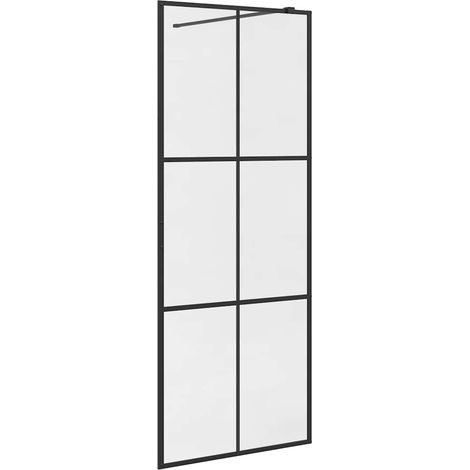 Maison Exclusive - Parete Doccia Walk-in in Vetro Trasparente ESG Nera 80x195 cm