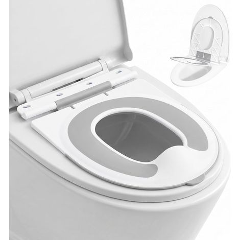 Réducteur Toilette Enfant, Réducteurs de Toilettes Rabattable, Gris (1/5)