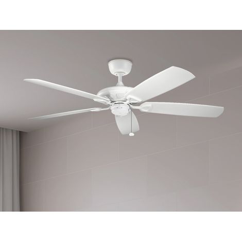 Elstead Kevlar 152 cm Deckenventilator mit Zugkette und 5 Flügeln, Mattweiß Finish: Mattweiß Material: Aluminium Höhe: 35 cm Durchmesser: 152 cm Lampentyp: Gewicht: 12,6 kg Wattzahl (max.): Lüf (1/5)