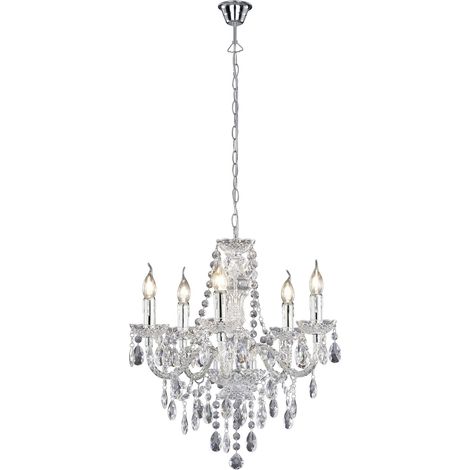 Lampadario Classico 5 Luci con Pendagli Trasparenti 73 cm Luster GD Trio (1/3)