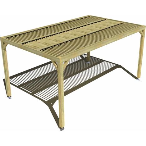 Pergola bois • 5m x 3m • indépendante • sens largeur • lames orientables bioclimatiques incluses • livraison comprise (1/3)