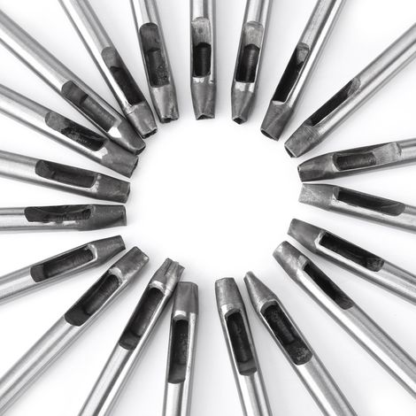 Lot de 20 outils de maroquinerie en acier au carbone de 5 mm pour la décoration de portefeuilles et de ceintures.
