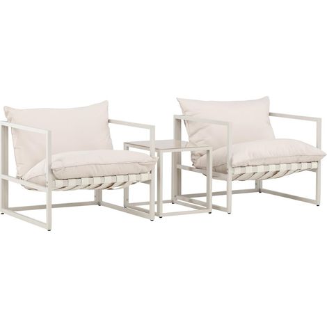 Salon de Jardin 3 Pièces "Messina" 75cm Beige (1/4)