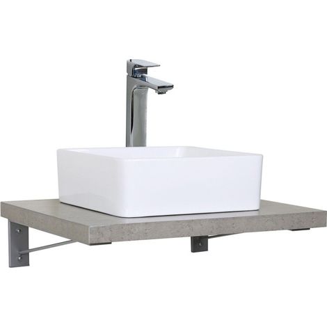 Plan de toilette suspendu 60cm WILL avec équerres invisibles (1/5)