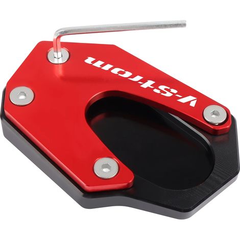 (V-Strom rouge) Compatible avec la béquille SUZUKI DL1050 V-Strom 1050 Vstrom DL 1050 XT DL1050XT 2020-2023 - Plaque de support d'extension de béquille latérale usinée CNC maxpower (1/4)