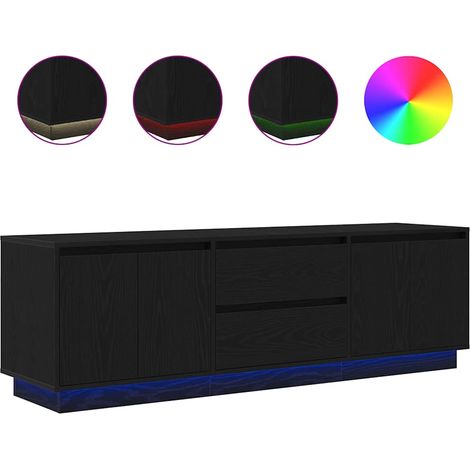 Meuble TV,Banc TV,Armoire TV avec lumières LED chêne noir 160,5x41x50 cm CFW668454 (1/5)