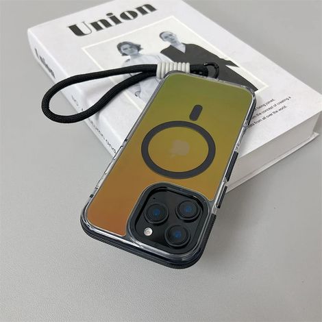 (iPhone 12, Noir) Étui de protection MagSafe pour iPhone, compatible avec la recharge sans fil, étui rigide.