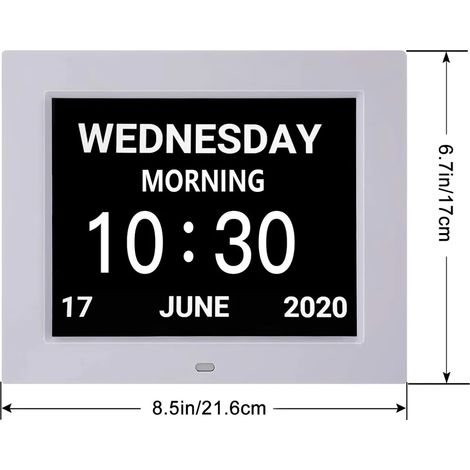 Seniorenuhr 8 Zoll. Digitale Kalender und Seniorenuhr Foto-Funktion - Digitale Uhr, Wecker, Kalender für Senioren & Demenzkranke (1/4)