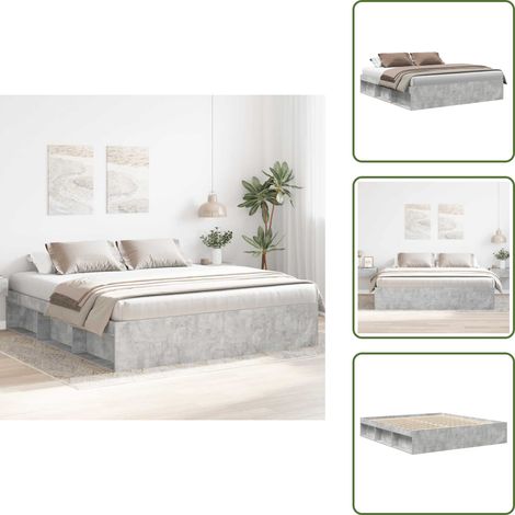 Bettgestell Betongrau 200x200 cm - Beton Grau - Doppelbett - Massivholzbette - Holzrahmen Bett - Bettgestell (1/5)
