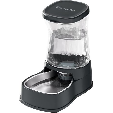 Bardusch - 2pcs3.85L Distributeur Eau Chat Automatique, Gamelle Chat Automatique par Gravité, Distributeur Eau Chien avec Gamelle en Acier Inoxydable, Pas d'électricité, sans BPA (Gris) (1/5)