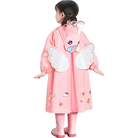 Imperméable enfant imperméable, léger et portable, à capuche, rose, taille S, motif mignon.