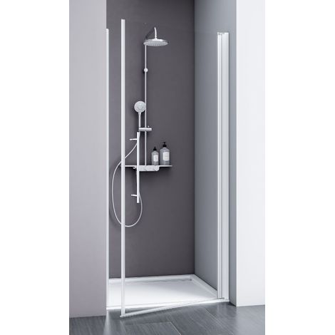 Schulte – Porte de douche pivotante 75 cm – Verre de sécurité 5 mm – Profilé blanc – Ouverture extérieure – Installation facile – Sur mesure 192 cm