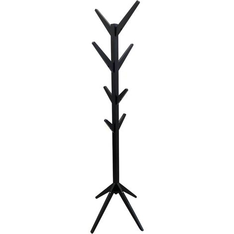 Altobuy – Portemanteau 'Arbre' sur pieds noir – Structure en MDF – Dimensions 44,5 x 44,5 x H177 cm – 8 patères pour manteaux et vêtements (1/2)