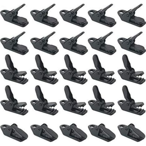 25 Pcs/Bag Black Tent Clips, Windproof Awning Cable Ties, Plastic Wind Rope Awning Clips, Camping Tent Fasteners for Outdoor Use (1/5)