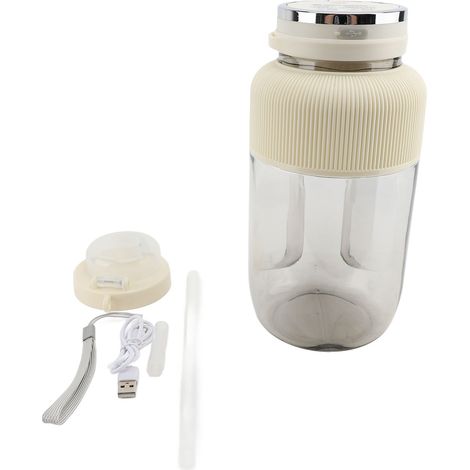 Spremiagrumi portatile multifunzione, 1,2 l, 18.000 giri/min, frullatore per frappè e smoothie, taglia-foglie a 6 scomparti, ricaricabile tramite USB, colore bianco. (1/2)