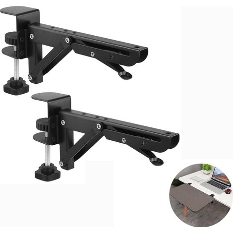 2 Pièces Equerre - Equerre Pliable Etagere Convient aux épaisseur de 1-8.2 cm tables, Noir
