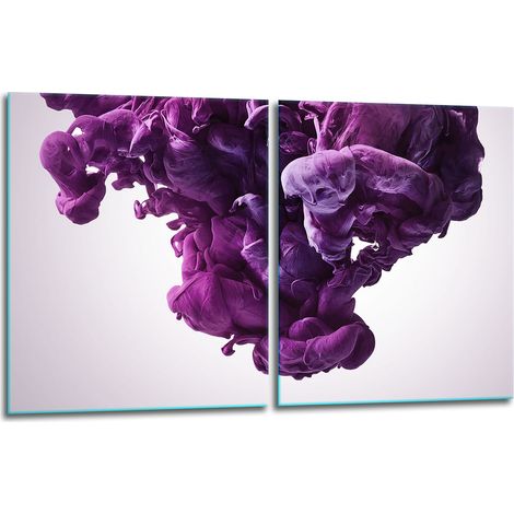 2 plaques de protection en verre pour cuisinière 40x52 violettes (1/5)