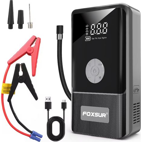 Appareil multifonction pour démarrage d'urgence, gonflage et recharge de batterie de voiture (1/5)
