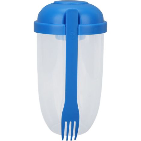 Shaker à Salade Portable avec Fourchette - Récipient Repas Sain pour Légumes et Petit-déjeuner - Bleu (1/5)