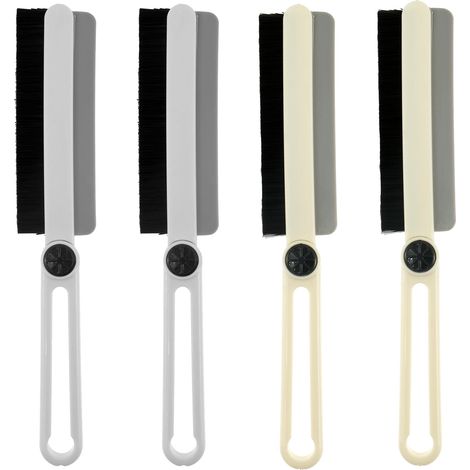 Set di 4 spazzole per la pulizia delle fessure con setole rigide e raschietto, strumento multifunzione rotante per la casa, ideale per cucine e pavimenti piastrellati. (1/5)
