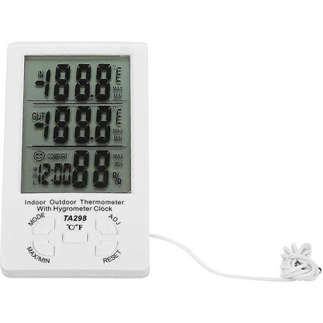 Thermomètre-hygromètre électronique avec sonde pour intérieur et extérieur (1/3)