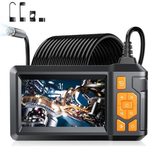 Caméra endoscopique 10 m avec éclairage, endoscope industriel HD 1080p, écran IPS 4,3", caméra d'inspection pour pipelines étanche IP67, endoscope 8 mm avec 8 LED réglables (1/5)