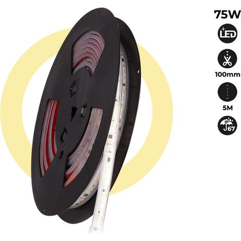 Ruban LED 230V 75W (600xSMD2835) 12mm IP67 Rouleau de 5 mètres