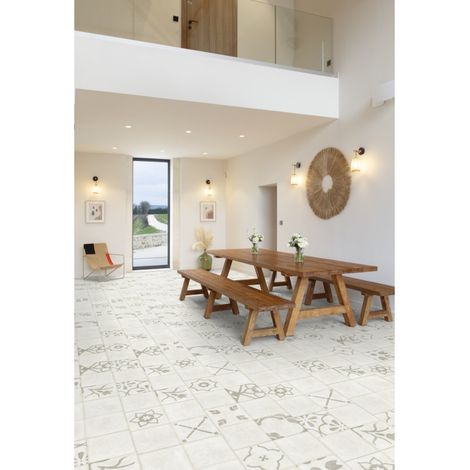 Gerflor – Dalle de sol PVC prête à poser effet carreaux ciment – Surface 2.23 m² – Pose sans colle – Recyclable – Pour intérieur moderne