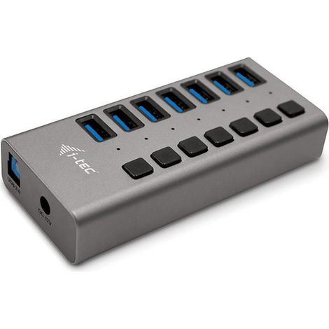 i-tec U3CHARGEHUB7 Caricabatterie per dispositivi mobili Universale Grigio AC Ricarica rapida Interno (1/5)