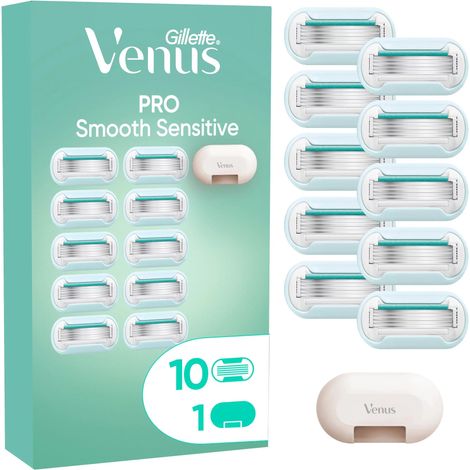 Gillette Venus Pro Smooth Sensitive Systemklingen 10er+Reiseschutzkappe Rasierklingen