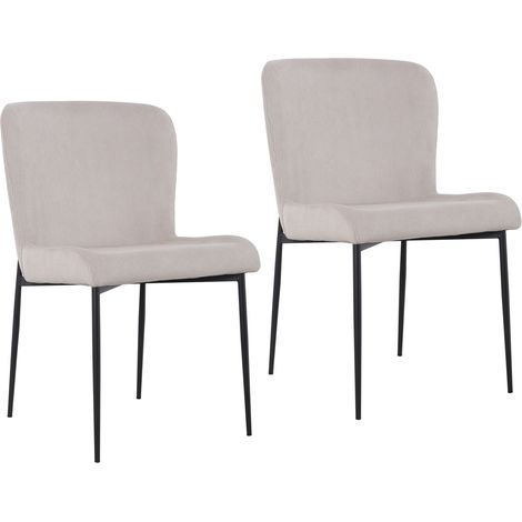 SVITA FREDDIE Esszimmerstuhl 2er Set Cordbezug Metallbeine Beige (1/5)