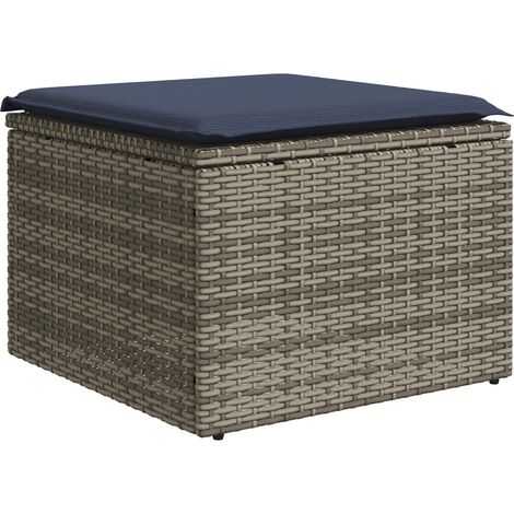 vidaXL Taburete de Jardín Gris 55 x 55 x 37 cm ratán sintético (1/2)