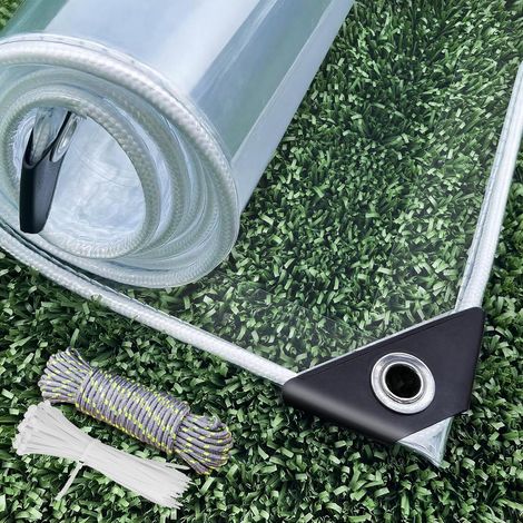 Bâche Transparente avec Oeillets pour Exterieur 450 g/m² Imperméable Bâche de Protection pour Pergola,Serre,poulailler,Piscine (2x4m) (1/5)