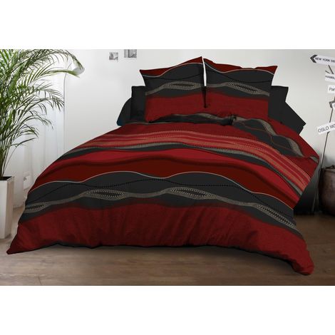 Housse de Couette 240x260 + 2 taies - Microfibre Douce et résistante - Entretien Facile - Rouge (1/5)