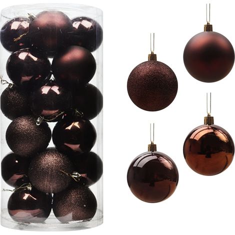 Boule De Décoration De Noël - 24 Pièces - Diamètre 4 Cm - En Plastique Résistant - Pour Arbre De Noël Guirlande Couronne Et Décoration Intérieure
