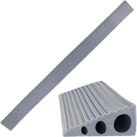 Rampe de seuil de porte 90 x 6 x 2 cm, rampes de seuil en PVC, rampe de seuil de porte auto-adhésive en silicone pour portes, marches, escaliers (gris, 90 cm) (1/4)