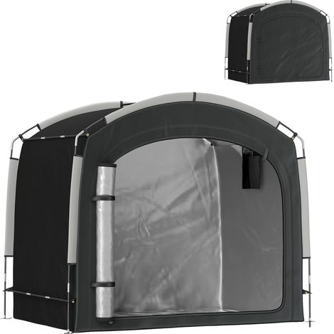 Tente de vélo - Outsunny - portable - pour 3-4 vélos - avec 2 poches latérales - 220 x 150 x 195 cm - noir