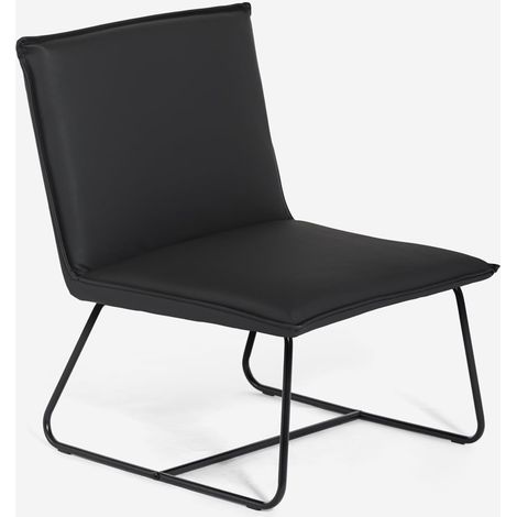 Sedia poltroncina imbottita da salotto e ufficio moderna in similpelle Lova - Nero (1/5)