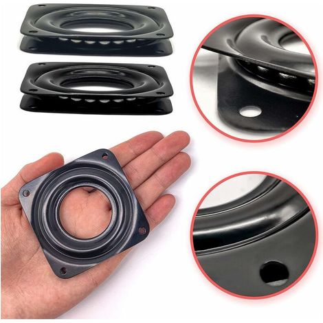 4 Pièces Plateaux Tournants Carrés Plaque de Roulement Rotative,Support Rotatif à 360° pour Meuble Écran Ordinateur/Poste TV -Noir,71 x 71 mm (1/4)
