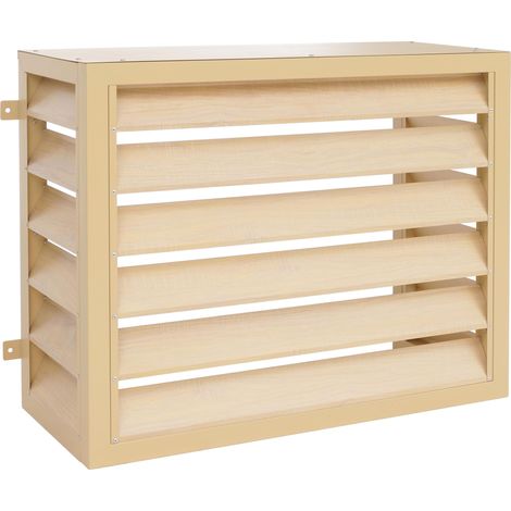 [JAMAIS UTILISÉ] Cache pour climatiseur/échangeur thermique HHG-560, cache pour grille de protection, métal 73 x 97 x 38 cm, aspect chêne (1/5)