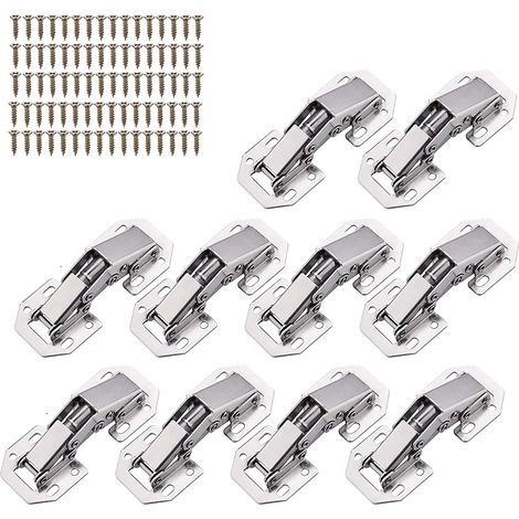 Lot de 10 charnières,90°,fermeture douce,acier inoxydable,cuisine,chambre (1/5)