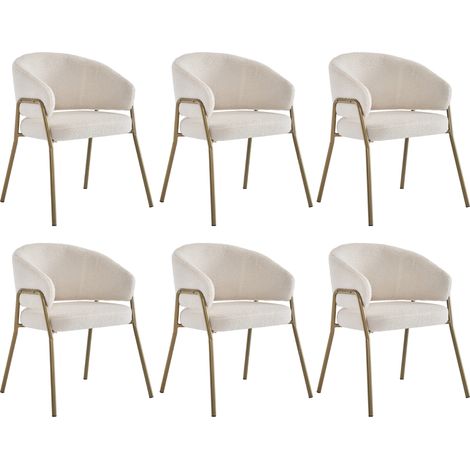 Sedia da pranzo bianca con gambe dorate, set da 6, stile moderno (1/5)